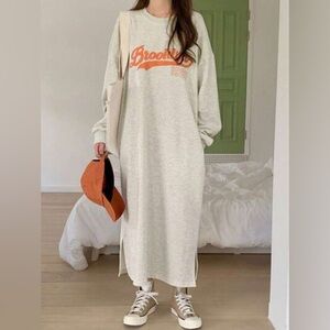 Grey Oversized Sweatshirt Dress Loungewear